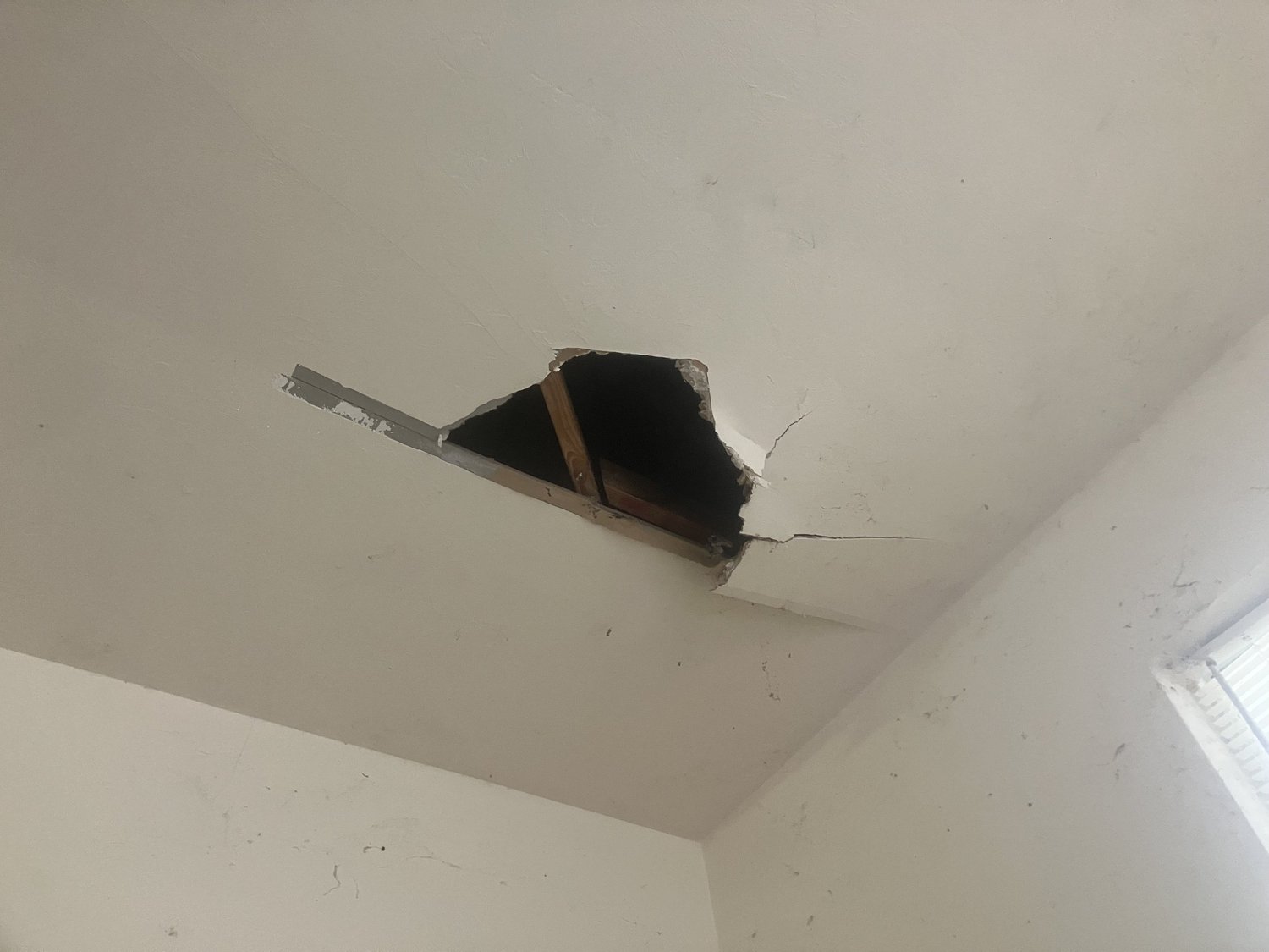 Drywall work on an interior wall.